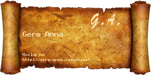 Gere Anna névjegykártya